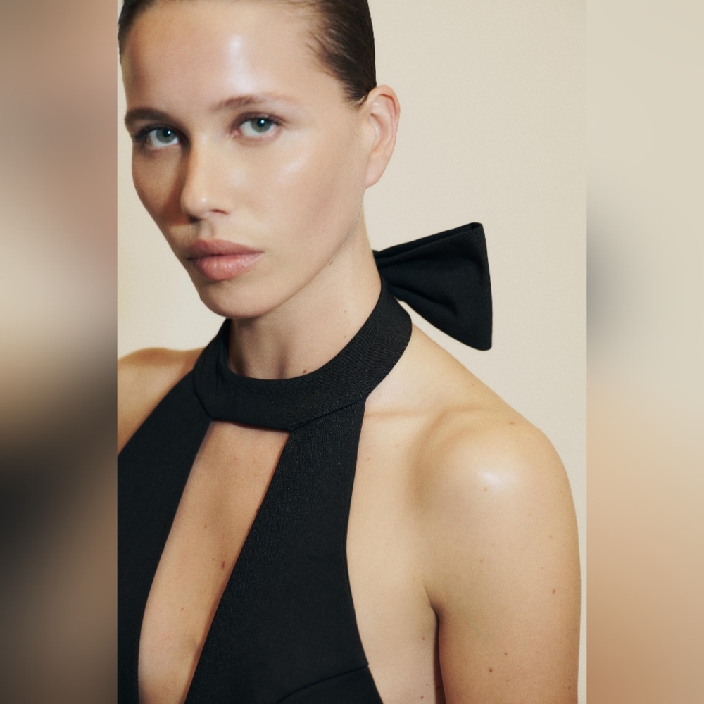 Zara HALTER BOW MINI DRESS - Picture 14 of 16